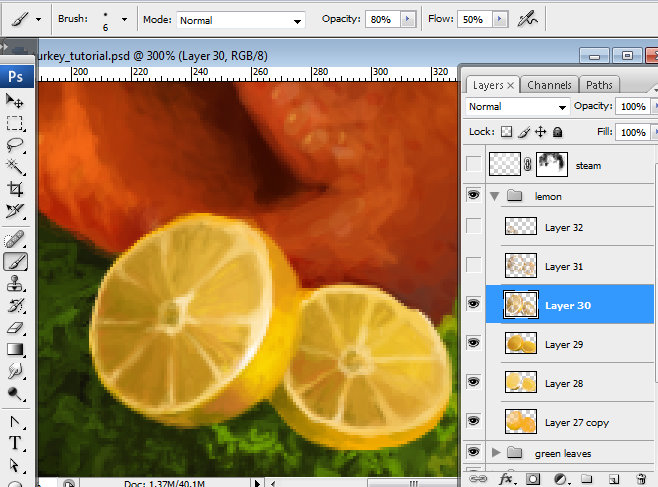 Awesome digital Roasted Thanksgiving turkey illustration in Photoshop